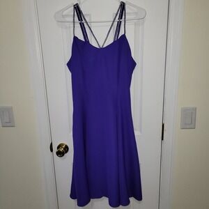Vintage Dress Nadine 7/8 Purple Rhinestone Embellished Strappy Bow Zip 80s AS IS